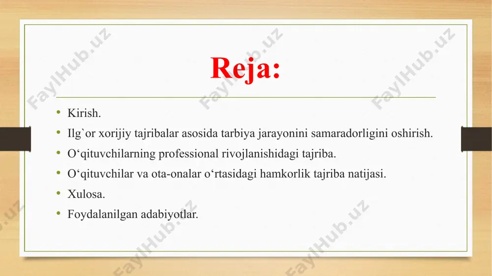 bu yondoshuvda o‘qituvchilar har bir o‘quvchining individual o‘rganish uslubi va tezligini inobatga olib, darslarni moslashtiradilar. natijalar: o‘quvchilar o‘zlariga qulay usullarda o‘rganishga imkon topadilar, bu esa ularning motivatsiyasini oshiradi va tarbiya jarayonining samaradorligini yaxshilaydi. tarbiya jarayonining samaradorligini oshirish uchun xorijiy mamlakatlarda amalga oshirilgan ilg‘or amaliyotlar interfaol ta'lim (interactive learning) tajriba: germaniya, finlyandiya va avstraliyada darslarda interfaol usullar, masalan, guruh ishlari, munozaralar, va loyiha asosidagi o‘rganish keng tarqalgan. o‘quvchilar darsda faollashib, o‘z fikrlarini erkin ifoda etishga, jamoaviy ishlashga o‘rganadilar. natijalar: o‘quvchilarning fikrlash qobiliyatlari rivojlanadi, ular o‘z bilimlarini amaliyotda qo‘llashni o‘rganadilar, bu esa ularning bilimlarini mustahkamlashga yordam beradi. tarbiya jarayonining samaradorligini oshirish uchun xorijiy mamlakatlarda amalga oshirilgan ilg‘or amaliyotlar texnologiyalardan foydalanish tajriba: xitoy, koreya, singapur kabi mamlakatlarda texnologiyalarni ta'lim jarayoniga joriy etish juda rivojlangan. kompyuterlar, internet, interaktiv ta'lim dasturlari va mobil ilovalar o‘quvchilarga ta'limni yanada samarali o‘zlashtirishga yordam beradi. natijalar: o‘quvchilar yangi texnologiyalar yordamida ta'lim olish imkoniyatlariga ega bo‘ladilar, bu esa ularning qiziqishlarini …