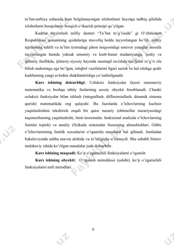 abul qilishi mumkin bo`lgan barcha qiymatlari to`plamiga esa uning qiymatlari to`plami yoki o`zgarish sohasi deyiladi. funksiya qiymatlar to`plami r1 haqiqiy sonlar to`plamining qism osti to`plami bo`lib, e(f ) yoki e(y) belgilar bilan yoziladi. misollar: quyida berilgan funksiyalarning aniqlanish sohalarini to-ping va tegishli fazoda tasvirlang. funksiyalarning qiymatlar to`plamini aniqlang: 1) y = log2(3–x), 2) , 3) y = arccos x1 + arccos x2 + arccos x3 . 1) bir o`zgaruvchili y = log2(3-x) funksiya aniqlanish sohasi d(y): 3–x > 0 tengsizlik yechimidan iborat. shunday qilib, d(y) = (- ∞; 3) є r1. funksiya aniqlanish sohasi sonlar o`qida (- ∞; 3) ochiq nur ko`rinishida tasvirlanadi: 0 3 r1 funksiya qiymatlari to`plami esa sonlar o`qidan iborat, ya`ni e(y) = r1. 2) funksiya ikki o`zgaruvchili bo`lib, uning aniqlanish sohasi d(y) = {m(x1; x2) є r2 | x1 ≥ }. funksiya aniqlanish sohasi haqiqiy koordinatalar tekisligi r2 da quyidagicha tasvirlanadi: (1-rasm) х2 0 х1 (1-rasm) …