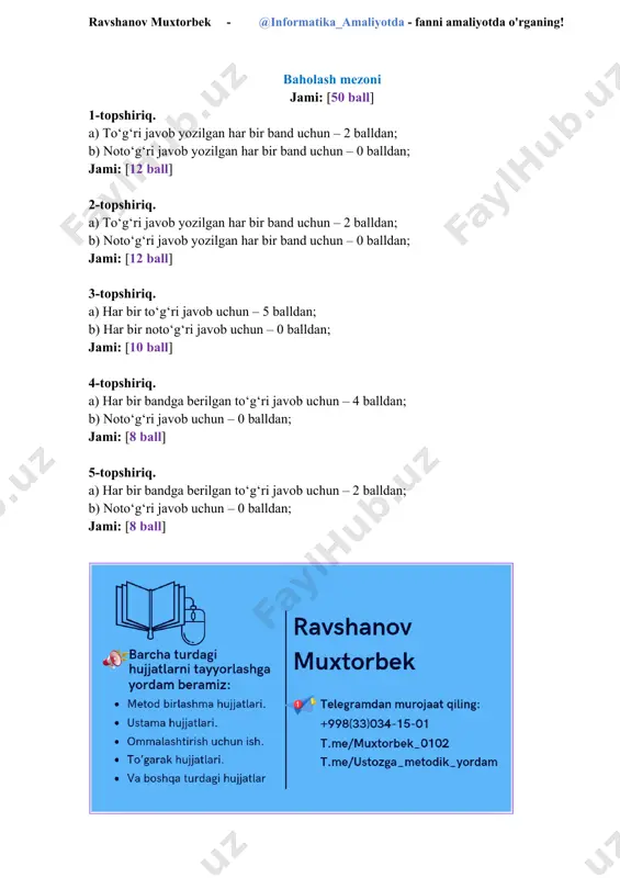 informatika va axborot texnologiyalari fanidan test savollari - Page 4