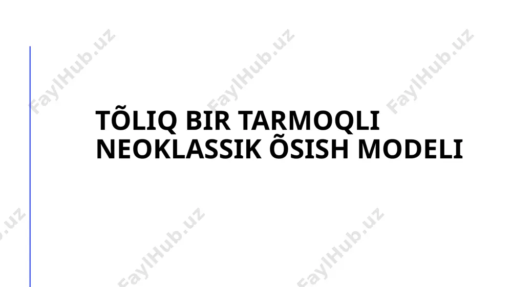 ish sur'atlarini tezlashtiradi. innovatsiyalar va o'sish neoklassik model innovatsiyalarni qo'llab-quvvatlaydi, bu esa yangi texnologiyalar va usullar orqali iqtisodiy rivojlanishni rag'batlantiradi. bir sektor iqtisodiyotida kapital to'plashning ahamiyati. 1 kapitalning ahamiyati bir sektor iqtisodiyotida kapital to'plash, resurslar samaradorligini oshirib, ishlab chiqarish jarayonlarini rivojlantirish uchun muhimdir. 2 rivojlanish uchun manba kapital to'plash, iqtisodiy sektorni yangilash va kengaytirish uchun zarur resurslarni ta'minlaydi, bu esa mustahkam rivojlanishga olib keladi. 3 innovatsiyani rag'batlantirish kapitalning ko'payishi, innovatsion texnologiyalarni joriy etishga imkon berib, ishlab chiqarish samaradorligini oshiradi va iqtisodiy o'sishni tezlashtiradi. kapital to'plash jarayonlari va samaradorlik o'rtasidagi bog'lanish. kapital to'plash jarayonlari iqtisodiy samaradorlikni oshirishda muhim rol o'ynaydi. ushbu jarayonlar orqali resurslar va investitsiyalar samarali taqsimlanadi, bu esa ishlab chiqarish quvvatlarini oshirishga olib keladi. samarali kapital to'plash, uzoq muddatli iqtisodiy o'sishni ta'minlaydi va raqobatbardoshligini kuchaytiradi. - asosiy jihatlar: - kapital to'plashning ahamiyati - samaradorlik va o'sish o'rtasidagi bog'lanish - investitsiyalarning ta'siri. o'zbekistonda bir sektor uchun kapital to'plash strategiyalari. 1 …