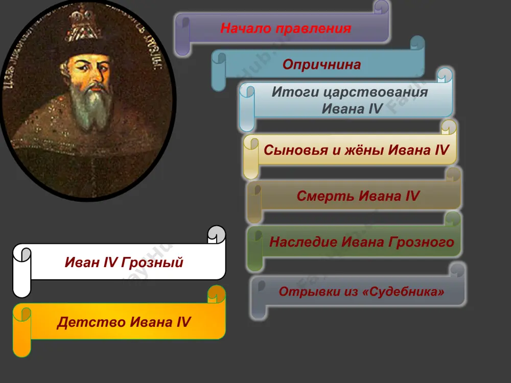 емля состоялось торжественное венчание на царство великого князя ивана iv. на него были возложены знаки царского достоинства: крест животворящего древа, бармы и шапка мономаха. после приобщения святых тайн иван васильевич был помазан миром. царский титул позволял занять существенно иную позицию в дипломатических сношениях с западной европой. великокняжеский титул переводили как «принц» или даже «великий герцог». титул же «царь» или совсем не переводили, или переводили как «император». русский самодержец тем самым вставал вровень с единственным в европе императором священной римской империи. с 1549 вместе с избранной радой(а. ф. адашев, митрополит макарий, а. м. курбский, священник сильвестр) иван iv провел ряд реформ, направленных на централизацию государства: земскую реформу ивана iv, губную реформу, проведены преобразования в армии, в 1550 принят новый судебник ивана iv. в 1549 созван первый земский собор, в 1551 стоглавый собор, принявший сборник решений о церковной жизни «стоглав». в 1555-56 иван iv отменил кормления и принял уложение о службе. начало …