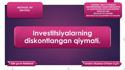 investitsiyalarning diskontlangan qiymati — PDF