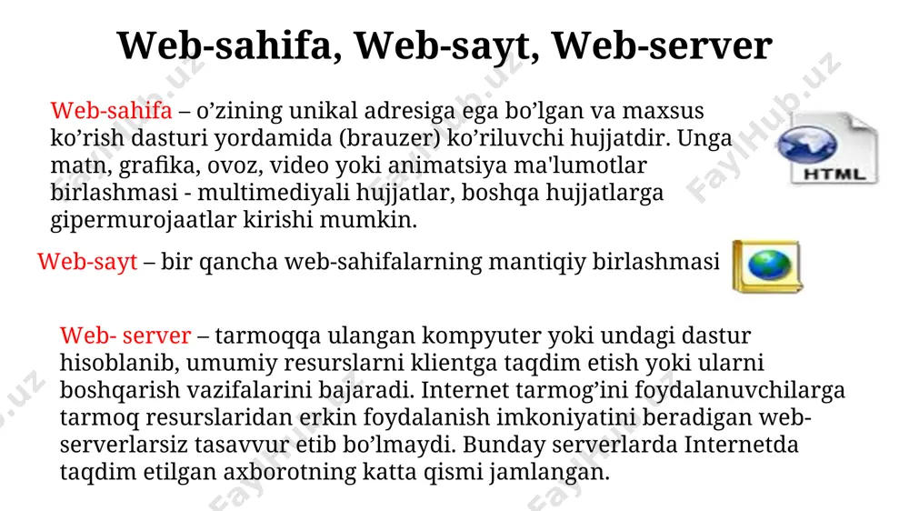 yozma (kursiv) holda ko’rsatish uchun qo’llaniladi. shu bilan birga gipеrmatnli ssilkalar teglari ham mavjud. ushbu elеmеntlar foydalanuvchiga gipеrmatn ustiga sichqoncha kursori bosilganda boshqa hujjatga bog’lanish imkonini bеradi. quyida biz html tilida tuzilgan dastur kodi bilan tanishib chiqamiz: bu dasturni ishga tushirish natijasida quyidagi oyna ochiladi: xml (extensible markup language). xml tili ham html tiliga o’xshash til xisoblanadi. html dan farqli tomoni shundaki, xml da dasturchi o’zining shaxsiy teglarini yaratadi va ular orasiga ma'lumotlar joylashtiradi. xml-teglar harflar katta kichikligini farqlaydi. html teglari hujjatni ekranda ko’rinishini ifodalaydi. xml teglari hujjatdagi ma’lumotlarni tavsiflash uchun ishlatiladi. undan tashqari xml yordamida yangi teglarni yaratish mumkin. xmlda ma’lumotlar tuzilmaviy holda saqlanadi. xml asosan ma’lumotlar almashinuvida ko’p ishlatiladi, chunki xml platformadan mustaqil bo’lib, http orqali ishlashi juda qulay. buni quyidagicha qisqartiriladi: xhtml xhtml tili html va xml tillarining birlashmasini tashkil etadi. xhtml tilida yozilgan hujjatning tashqi ko’rinishi platformaga bog’liq (windows, mac yoki unix) ravishda o’zgarib kеtmaydi. shunga …