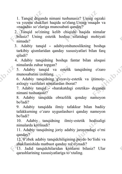adabiy tanqid haqida ma'lumotlar — DOCX