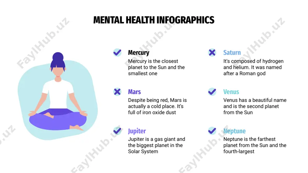 the second planet from the sun. it’s terribly hot neptune neptune is the farthest planet from the sun and the fourth-largest by diameter in the solar system 100 75 50 25 mental health infographics mars despite being red, mars is a cold place jupiter it’s a gas giant and the biggest planet neptune neptune is the farthest planet from the sun mercury mercury is the closest planet to the sun venus venus has a beautiful name and is the second saturn saturn is a gas giant and has rings mental health infographics 1 2 mercury venus venus has a beautiful name and is the second jupiter it’s a gas giant and the biggest planet of them all saturn saturn is a gas giant and has several rings mars mars is actually a cold place. it’s full of iron oxide dust mercury is the closest planet to the sun 4 3 …