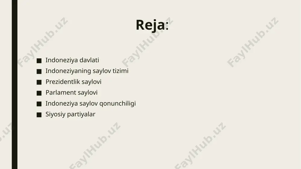 bilan shug’ullanadi. indoneziya saylov tizimi jiddiy to’qnashuvlar bilan muhokama qilinishi mumkin va ovoz berish jarayonida adolat, transparensiya va ovoz beruvchilarining huquqlari muhofaza qilinishi katta ahamiyatga ega. indoneziya prezidenti saylovlarining o’tkazilishi birinchi navbatda keladi. prezidentlik saylovi, o’zining “pemilihan umum presiden” (pup) deb nomlanadi. prezidentlik saylovi 5 yilda bir o’tkaziladi. prezident nomzodlari partiyalar yoki koalitsiyalar tomonidan taqdim etiladi va saylov ahamiyatli kampaniyalar va debatlar bilan amalga oshiriladi. prezident saylovlarida birinchi va ikkinchi turlar bo’lishi mumkin, agar birinchi turda bir nomzod kerakli o’ylamalar miqdorini (50%+1) yolg’iz egallagan bo’lmasa. indoneziya parlamenti, “people’s consultative assembly” (majlis masyumi rakyat) deb nomlanadi. parlamentning asosiy qismi “people’s representative council” (dewan perwakilan rakyat) yoki dpr. parlament saylovlari umumiy o’ylamalar bilan amalga oshiriladi va 5 yilda bir o’tkaziladi. parlamentda 575 ta deputat ishtirok etadi. parlament saylovlari davlatning barcha provinsiyalarida va barcha etraplarida o’tkaziladi va deputatlar partiyalar yoki koalitsiyalar tomonidan nomzodlik qiladi. mahalliy tashkilotlar ham indoneziya saylov tizimining muhim qismidir. mahalliy …