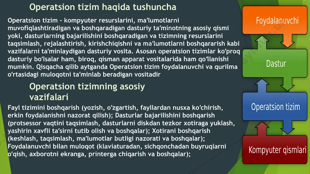an boʼlib, uni birinchi avlodi 1984 yilda yaratilgan. mac os operatsion tizimlarining boshqa operatsion tizimlaridan farqi shundaki u faqat apple korparatsiyasi tomonidan ishlab chiqarilgan dasturiy paketlarda ishlaydi. shuning uchun ham bu operatsion tizimlar boshqalariga nisbatan xavfsizroq deb tan olingan. mac os operatsion tizim haqida mac os unix asosidagi yopiq manbali operatsion tizimdir. apple kompyuterlari va noutbuklari uchun taʼminot dasturi sifatida ishlab chiqilgan. foydalanuvchi shartnomasiga binoan boshqa ishlab chiqaruvchilarning qurilmalari ushbu tizimdan foydalanish huquqiga ega emaslar. 10.6 - versiyadan boshlab, faqat intel - markali protsessorlari tizim tomonidan qoʼllabquvvatlanmoqda, biroq avvalgi ish powerpc bilan ham amalga oshirilgan. image1.jpeg image2.png image3.png image4.jpeg image5.jpeg image6.jpeg image7.png image8.jpeg image9.jpeg image10.png image11.png image12.png image13.jpeg image14.jpeg image15.jpeg image16.jpeg /docprops/thumbnail.jpeg
