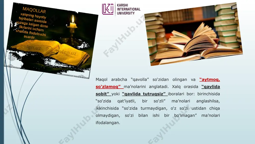 a ham, badiiy adabiyotdagi mazkur san’atni qo‘llash maqsadi bilan farqlanadi. chunki xalq ijodidagi dostonlar, ertaklar, yozma adabiyotdagi she’rlar, dostonlarda mubolag‘a qahramonning zimmasidagi og‘ir vaziyat, u bajargan vazifa oddiy emasligini ta’kidlash maqsadini ko‘zlaydi. «90 molning terisidan po‘stini, 15 molning terisidan kovushi», «14 botmon yoyni qo‘iiga ushlab, yetti yashar bola ko‘tarib tortdi, tortib qo‘yib yubordi... asqar tog‘ining katta cho‘qqilarini yulib o‘tdi, ovozasi olamga ketdi» mehr emas, ohim o‘tidin ko'kka yetmish bir sharar, ayb emasdur gar desam: «dam ursam aflok o‘rtanur» loflar badiiy adabiyotning epik turi (jinsi)ga mansub janr. uning hajmi cheklangan: ikki-uch, uch-to‘rt jumladan iborat. asosan, dialogda qatnashgan ikki lofchi suhbatidan bir lavha tarzida boiadi. ularda bo'rttirilgan yolg'on voqea to'qishda mohir, tajriba to'plagan lofchi deb hisoblangan shaxslar musobaqalashadi. har ikki taraf aytayotgan voqeasining yolg‘on va to'qima ekanini juda yaxshi biladi, lekin mutlaqo bu fikrini ochiq aytmaydi. loflami, ko‘pincha, latifago‘ylar, askiyachilar, qiziqchilar ijro etishgan. turli sayillarda, yig‘inlarda, gap-gashtaklarda kimdir lof aytishni boshlagani zahoti …