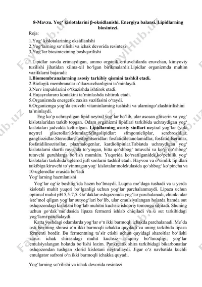 lipidlarning biosintezi — DOCX