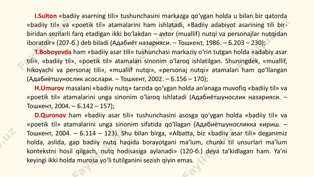 riy ketma-ketlikda yaratib boradi va pirovardida o‘quvchini yalang fikr-xulosaga emas, badiiy voqelikka ro‘baro‘ qiladi. shu bois ham o‘quvchi o‘sha badiiy voqelik haqida shunchaki ma’lumotga ega bo‘libgina qolmaydi, uning ichida yashab, his qilib o‘tadi. masalan, «kecha» romanining boshlanish qismidan olingan quyidagi parchaga diqqat qiling: «otasi bomdoddan kirmagan, onasi sigir sog‘ish bilan ovora, o‘zi kichkina sahnni supurib turgan vaqtida tashqari eshikning besaranjom ochilishi zebining ko‘nglini bir qur seskantirib oldi. bir qo‘lida supurgisi, bir qo‘li tizzasida – yerga egilgan ko‘yi eshik tomonga tikilib qoldi». yuzaki qaralsa, ushbu parcha yetkazayotgan informatsiya jo‘ngina: «sahnni supurib turgan vaqtida tashqari eshikning ochilishidan zebining ko‘ngli bezovtalandi» – shugina, xolos. biroq o‘quvchi buni shunchaki quruq xabar o‘laroq qabul qilmaydi, yo‘q, u bahor tongining xushhavo salqinini «his qiladi», choqqina hovli, kichkina sahn, sigir sog‘ayotgan ayol va sahnni supurib turgan qizga bir-bir «nazar tashlaydi», shu asnoda tashqari eshikning «besaranjom» ochilganini «eshitadi», bir qo‘lida supurgi, bir qo‘li tizzasida eshikka tikilgancha qotgan zebini …