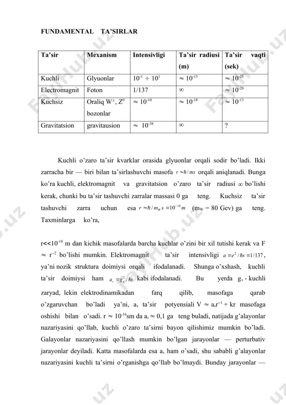 sirlashsa, u holda kompton effekti kuzatilishi mumkin. 3. v ning yanada kichik qiymatida zarrcha yadro nuklon maydoni bilan ta’sirlashadi. zarracha trayektoriyasi egrilanadi, radial yo’nalishda u tezlashadi va shu sababli tormoz nurlanishi sodir bo’ladi. zarracha statsionar magnit maydonida ham tormoz nurlanishi chiqarishi mumkin (sinxron nurlanish deyiladi). bunday nurlansh galaktikamiz ayrim sohalarida va boshqa galaktikalarda ham kuzatiladi. bundan tashkari yuqori energiyali fotonlar yadro bilan ta’sirlashganda elektron — prozitron juftligi hosil qilishi mumkin. bunda foton yutilib, butun energiyasi elektron —pozitron juftligi energiyasiga o’tadi. zarralarning tekis harakatida elektromagnit to’lqinlar nurlanishi alohida ahamiyatga ega. vavilov —cherenkov nurlanishi ham shu turdagi nurlanishlarga kiradi. moddada yorug’likning shu moddadagi tezligidan katta tezlikda harakatlanuvchi zarralar nurlanishi 1934 yili s. vavilov va p. cherenkov tomonidan tajribada kuzatilgan. 1937 yili bu effekt nazariyasi sh. frank va i. tamm tomonidan yaratilgan. cherenkov nurlanishining tormoz nurlanishidan farqi birinchidan, muhitda doimiy tezlik bilan harakatlanuvchi zarracha ta’sirida hosil bo’ladi, ikkinchidan nurlanish muhit tomonidan hosil qilinadi. …