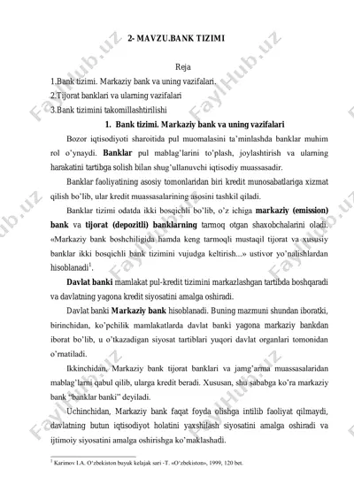 bank tizimi — PDF