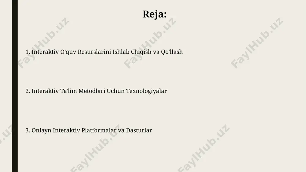 atikada 20 ballga ko'proq yutuqqa erishishiga yordam berishi isbotlangan. toshkentdagi bir necha maktablarda sinovdan o'tkazildi. virtual reallık va kengaytirilgan reallık vr/kr texnologiyalari yordamida o'quvchilar 3d modellardan foydalanib, inson tanasining 1000 dan ortiq tuzilmalarini, masalan, yurak yoki miyani, real vaqtda o'rganishlari mumkin. o'zbekistondagi 50 dan ortiq maktabda vr/kr texnologiyalari qo'llanilmoqda, bu esa interfaol darslar sonini 2 barobarga oshirdi va o'quvchilarning bilim darajasini 15% ga yaxshiladi. onlayn ta'lim platformalari onlayn ta'lim platformalari, masalan, edmodo yoki google classroom kabi xizmatlar, 2020-yildan buyon o'zbekistonning 10 dan ortiq oliy o'quv yurtlarida 5000 dan ziyod talaba tomonidan faol qo'llanilmoqda, bu interaktiv mashg'ulotlarni o'tkazish imkoniyatlarini kengaytirmoqda. o'zbekistondagi ba'zi onlayn ta'lim platformalarida 3d modellashtirish va virtual reallik texnologiyalari qo'llanilib, 7 yoshdan 17 yoshgacha bo'lgan o'quvchilar uchun interaktiv darsliklar va o'yinlar yaratilmoqda, bu esa ta'lim jarayonini yanada jozibador qilmoqda. sun'iy intellekt ta'limda mashinani o'rgatish algoritmlari 80% gacha aniqlik bilan talabalarning bilimlarini baholash va ularga moslashtirilgan topshiriqlarni yaratish imkonini beradi, …