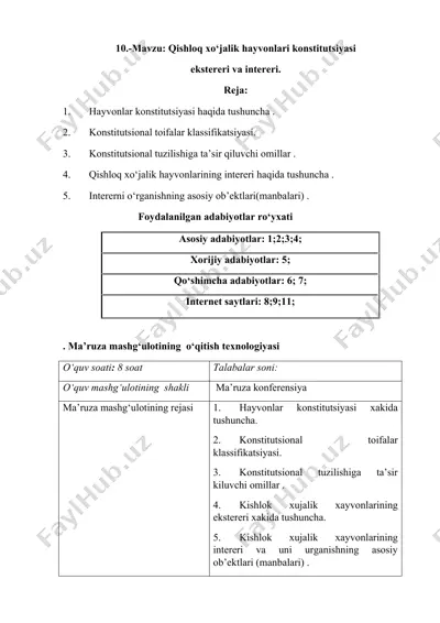 qishloq xo‘jalik hayvonlari konstitutsiyasi — DOCX