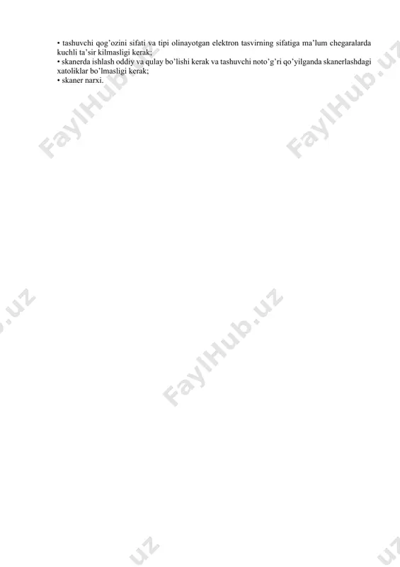h qobiliyati millimetrga 10 ta nuqtali va nim ranglarni uzatmaydigan (shtrixli tasvir) a4 formatli (204x297 mm) xujjat 1 varapshing bitli kartasi xotiraning 1 mbaytdan ortiqrog’ini band qiladi, shuni o’zi esa qo’l rangning 1b ta tusini amalga oshirishda 4 mbaytni, rangli yuqori sifatli tasvirni (xigx solor standarti — b553b ta ranglar) — 1b mbaytni band qiladi. boshqacha aytganda, true solor standartini ishlatganda va o’tkazish qobiliyati millimetrga 50 ta nuqta bo’lganda, xattoki bitta bitli kartani saqlash uchun mdy ning sig’imi etmasligi mumkin. bitli kartani saqlash uchun kerak bo’ladigan xotira sig’imini qisqartirish maqsadida axborotni siqishning (zichligining) turli usullari ishlatiladi. eng ko’p tarqalgan binarli restrli siqish group 4 formati ma’lumotlarni 40:1 gacha siqish koeffisientini beradi (qiymatlarning ichida bor narsasiga bog’liq ravishda). boshqa ishlatiladigan siqish formatlari: group 3, suff (sompressed tagged image file format), mpeg, sals, bmp, gif va b. (bitli kartalar fayllari qisqartma so’zga mos kelgan qisqartmaga ega bo’ladi). siqishtirilmagan formatlar: o’nsompressed tiff, psx, …