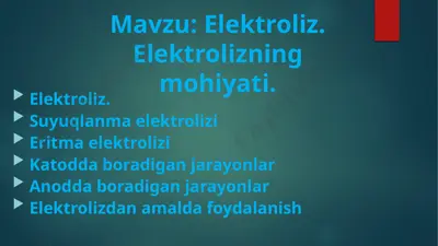 elektrolizning mohiyati — PPTX