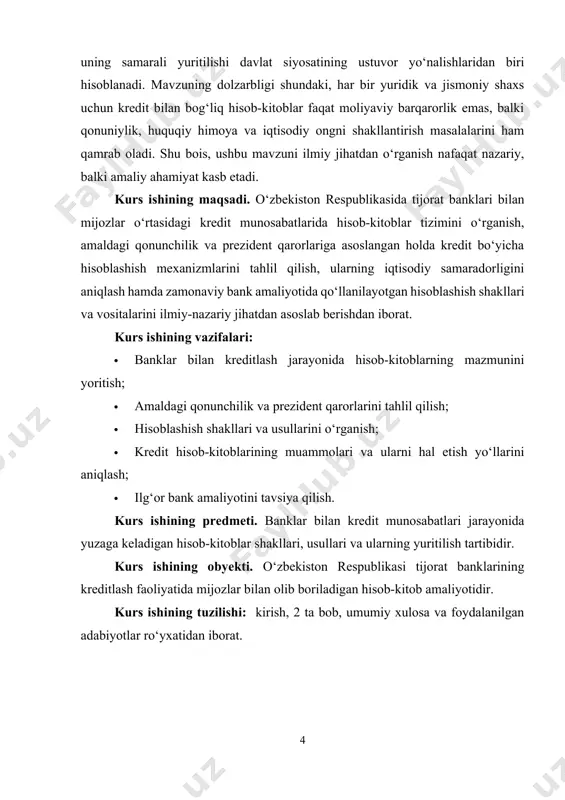 rt va boshqa zarur xarajatlarini qoplash imkoniga ega bo‘ladi. tadbirkorlik subyektlari esa ishlab chiqarish quvvatlarini oshirish, yangi texnologiyalar joriy etish, xomashyo xarid qilish yoki eksport-import operatsiyalarini moliyalashtirish maqsadida kreditlardan foydalanadi. bu esa o‘z navbatida mamlakat yalpi ichki mahsuloti (yaim)ning o‘sishiga, bandlikning oshishiga va soliq tushumlarining ko‘payishiga olib keladi. o‘zbekiston respublikasi prezidenti shavkat mirziyoyev boshchiligida oxirgi yillarda moliyaviy sektorda, ayniqsa bank tizimida katta islohotlar amalga oshirildi. 2022-yil 12-maydagi “o‘zbekiston respublikasining bank tizimini transformatsiya qilish va xususiylashtirish strategiyasi to‘g‘risida”gi pf-128-sonli farmonida belgilanganidek, banklar faoliyatini liberallashtirish, ularga erkinlik berish, kredit siyosatini yangi bosqichga olib chiqish bo‘yicha aniq choralar belgilandi. aynan ushbu islohotlar natijasida kredit portfeli hajmi keskin oshdi, aholiga va tadbirkorlarga beriladigan imtiyozli kreditlar soni ko‘paydi. kreditlar nafaqat iqtisodiy faollikni oshirdi, balki ishsizlikka qarshi kurashda ham muhim rol o‘ynadi. mahalliy ishlab chiqaruvchilar, kichik va o‘rta biznes subyektlari o‘z faoliyatlarini kengaytirish uchun kredit mablag‘laridan foydalanmoqda. bu esa mahalliy mahsulotlar ulushining ortishiga, ichki bozorning to‘yinishiga …