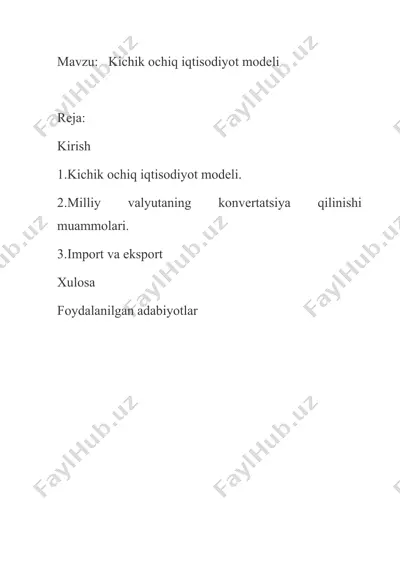 kichik ochiq iqtisodiyot modeli — DOCX