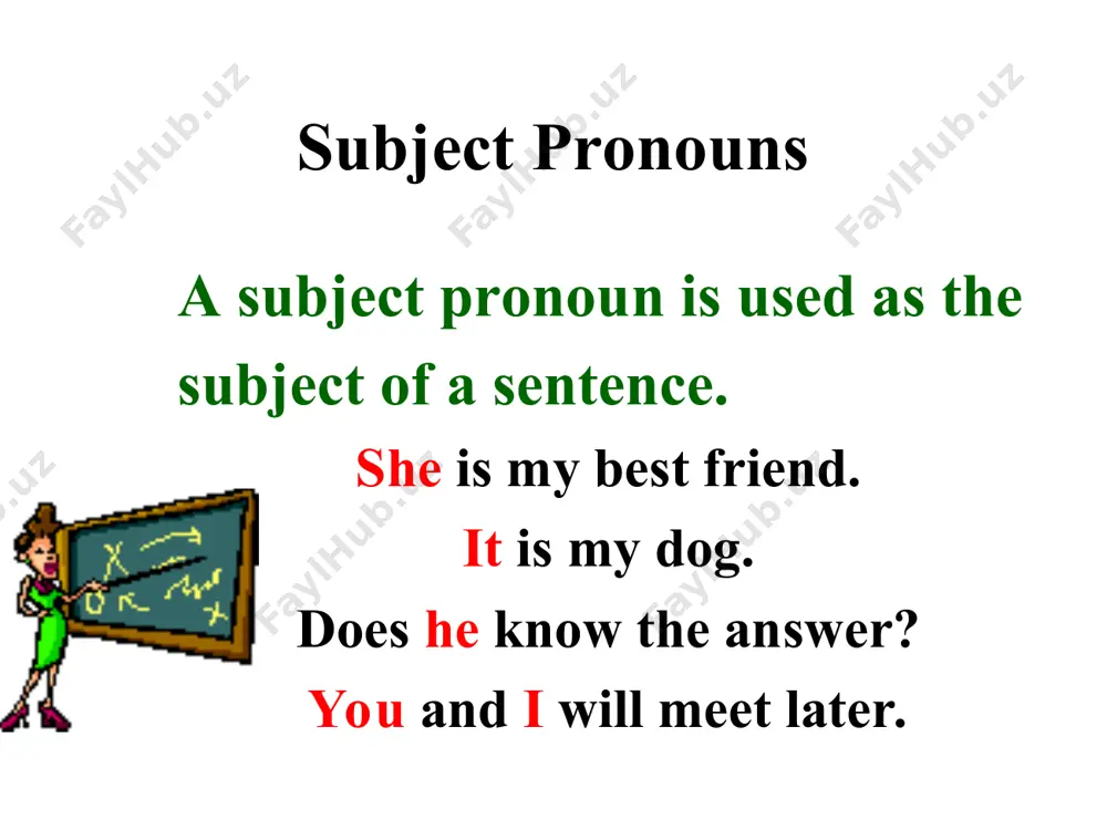 what has something. a possessive pronoun may take the place of a possessive noun. read the following sentences. notice the possessive nouns and the possessive pronouns that replace them. continue possessive pronouns homer’s story is famous. his story is famous. this story is homer’s. this story is his. possessive nouns are in green. possessive pronouns are in red. continue possessive pronouns possessive pronouns have two forms. one form is used before a noun. the other form is used alone. ours yours theirs mine yours his, hers, its used alone our your their my your his, her, its used before nouns plural singular continue possessive pronouns possessive pronouns are not written with apostrophes. the pronoun its, for example, shows possession. the word it’s, on the other hand, is a contraction of it is. read the following sentences. notice the meaning of the words in red type. its central character is odysseus. …