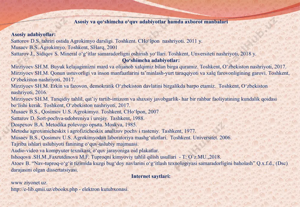 қилади, деган ғоянинг тарафдори эди. мана шу иккита тахмин (гипотеза) кейинчалик ўсимликларнинг озиқланишидаги битта жараённинг икки томонини-илдиздан (минерал) ва ҳаводан (фотосинтез) озуқланишларнинг ривожланишига асос бўлади. ўсимликларнинг “туз”, “селитра” ва “сув” билан озиқланиши ҳақида ўсимликлар озиқланиши муаммоларини тажриба йўли билан аниқлашга биринчилардан бўлиб голландиялик олим ян батист ван-гельмонт 1629 йилда киришди. у беш йил давомида бошланғич оғирлиги маълум бўлган тол ниҳолини маълум оғирликда (200 фунт) тупроқ жойлаштирилган идишда, фақатгина ёмғир суви билан суғориб, тажриба ўтказди. беш йилдан кейин ниҳолнинг оғирлиги қарайиб 33 баробар ошгани ҳолда (164 фунт 2 унция) идишдаги тупроқнинг массаси атиги 2 унцияга камайганлигини аниқлади ва ўсимликларни озиқланиши учун фақатгина сувнинг ўзи етарлидир деган хулосага келди. чиқарилган хулоса нотўғри бўлса ҳам, мазкур тажриба тўғри амалга оширилган биринчи аналитик тажриба сифатида катта амалий аҳамиятга эгадир. 1661 йилда роберт бойль шу тажрибани ошқовоқ ўсимлиги устида амалга оширди ва ван-гельмонтнинг ўсимликлар “сув билан озиқланади” деган назариясини тасдиқлади. бу назария қарийб бир ярим …