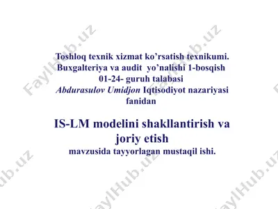 is-lm modeli tavsiri — PPTX