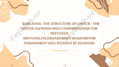 the structure of unhcr - the united nations high commissioner for refugees — PPTX