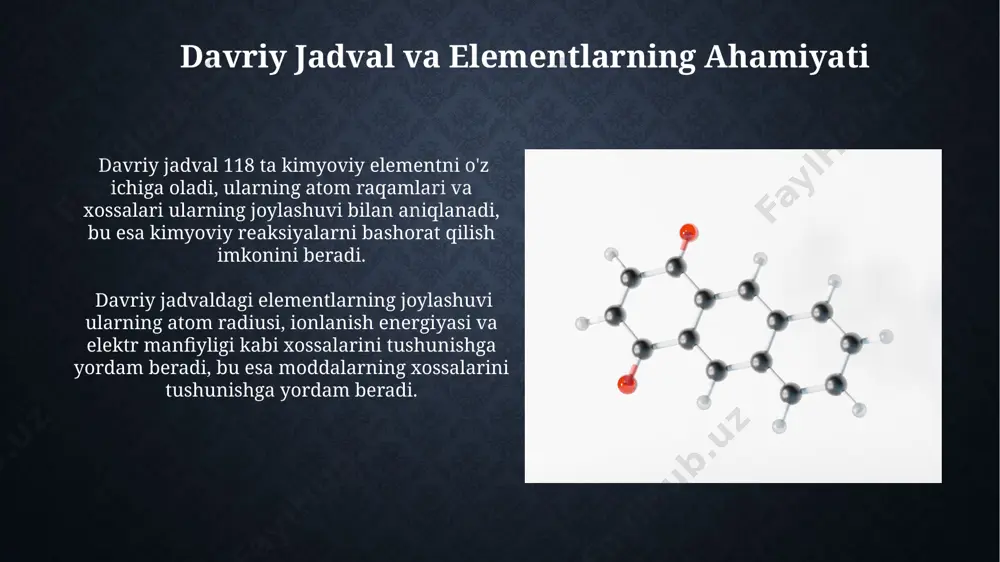 muhim rol o'ynashini bildiradi. suvning dipol momenti 1,85 d bo'lib, uning yuqori erituvchilik xususiyatiga va ko'plab ionli birikmalarni eritish qobiliyatiga sabab bo'ladi. termodinamika aspektlari tosh toshining termodinamik jarayonlarida 25°c da 1 atm bosimda reaksiya entalpiyasi taxminan -50 kj/mol ga teng bo'lishi mumkin. reaksiya entropiyasi (δs) manfiy qiymatga ega bo'lib, jarayonning tartibsizlik darajasining pasayishini ko'rsatadi, bu esa 0.1 kj/mol∙k atrofida bo'lishi mumkin. bosimning ta'siri bosimning ta'siri natijasida 100 kpa bosimdagi reaktsiya tezligi 2 baravarga ortadi, bu kinetikaning birinchi tartibli ekanligini ko'rsatadi. 25°c da bosimni 5 mpa ga oshirish reaktsiya samaradorligini 15% ga yaxshilaydi, ammo 30°c da bu ta'sir 10% ga tushib ketadi. tosh toshish mahsulotlarining tahlili tosh toshish mahsulotlarining tarkibida 10% dan ortiq silikatlar, 5-7% karbonatlar va 2-3% temir oksidlari mavjudligi aniqlangan. tahlil natijalariga ko'ra, tosh toshish mahsulotlarida 20 dan ortiq turdagi mineral moddalar, shu jumladan, kaltsiy, magniy va alyuminiy tuzlari aniqlangan. mineral tarkibi va uning ta'siri toshning fizikaviy xossalari, masalan, …