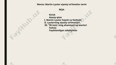 martin lyuter siyosiy ta’limotlar tarixi — PPTX