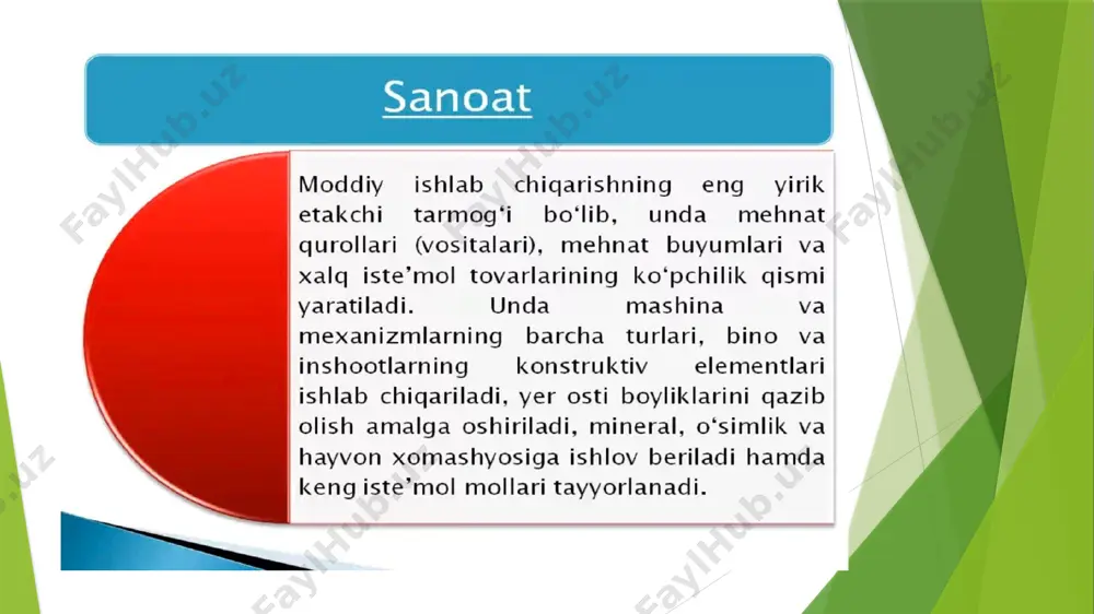 sanoat ishlab chiqarishi rivojlanishini rag`batlantiruvchi omillar ishlab chiqarishni diversifikatsiyalash va modernizatsiyalash dasturlarini amalga oshirilishi, respublika sanoatining rivojlanishiga imkoniyatlar yaratdi. shu bilan birga, sanoatning yanada barqaror rivojlanishi uchun quyidagilar zarur: ilg`or mahalliy texnologiyalarni ishlab chiqish, zamonaviy axborot- kommunikatsiya texnologiyalarini joriy etish hisobiga mahsulotlarnnig raqobatbardoshligini oshirish; tayyor mahsulotlar, butlovchi buyumlar va materiallar ishlab chiqarishni mahalliylashtirish dasturini shakllantirish va amalga oshirishda mahalliylashtirish darajasini to`xtatib turuvchi kamchiliklarni bartaraf etish hamda yangi ish o`rinlarini yaratishga to`sqinlik qiluvchi zarur tovarlar, shu jumladan asbob-uskunalar importini qisqartirish; kichik biznes sub`ektlarining ishlab chiqarish faoliyatini har taraflama qo`llab-quvvatlash va rag`batlantirish. 5.1. raqobatbardoshlik siyosati 5.1. raqobatbardoshlik siyosati 5.1. raqobatbardoshlik siyosati 5.1. raqobatbardoshlik siyosati 29 1. energetikaning jahon iqtisodiyotini rivojlantirishdagi mohiyati, roli va o‘rni energetika– bu "energiya" va "energetika" tushunchalarini farqlash lozim. maqsadli xo‘jalik faoliyatini amalga oshirish uchun turli xil energiya (mexanik, issiqlik, kimyoviy, gravitatsion, yadroviy va h.k.) larning insonlar tomonidan yo‘naltirilgan o‘zaro transformatsiya jarayonlari "energetika" tushunchasini ifodalaydi. ya’ni, energetika - bu …