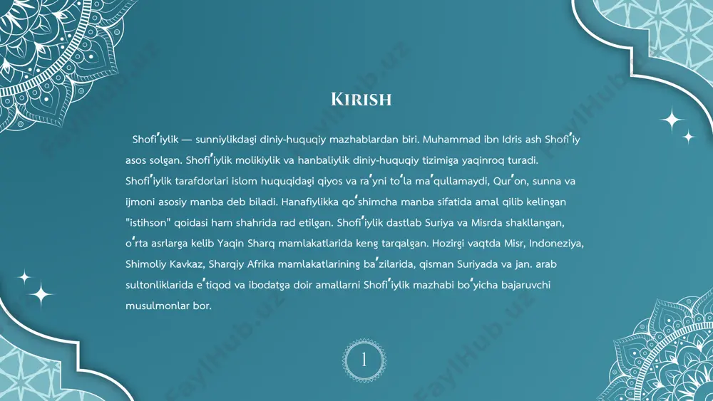 ning shogirdlari va izdoshlari ahmad ibn hanbal, dovud az-zohiriy, abu jaʼfar at-tabariy va boshqalarning xizmati katta boʻldi. 3 shofe`iy o‘zining ilm olishi haqida shunday degan: “men qur’ondan, hadisdan, nahvdan yoki shunga o‘xshash boshqa ilmlardan biror narsani o‘rganadigan bo‘lsam, bu o‘rganish jarayonida hamisha odob - axloqqa rioya qilar edim, madinaga kelgunimcha bu mening odatim edi. unda men imom molikni ko‘rdim. ul zotdek ilmni ulug‘laydigan, haybatli kishini uchratmagan edim. odob - axloqqa bo‘lgan ahamiyatim shu darajada oshdiki, imom molik darslarida ul kishi varaq shitirlashini eshitmasliklari uchun kitobni nihoyatda muloyimlik bilan varaqlar edim”. imom shofeiyning ustozlari ko‘p bo‘lgani kabi shogirdlari ham ko‘pdir. undan imom ibn hanbal, imom hamidiy, abu ubayd, abu savr, robi’ al-murodiy, imom za’faroniy kabi ko‘plab ilm peshvolari ta’lim olganlar. ishoq ibn rohavayh aytadilar: “makkada ahmad ibn hanbal menga: “bu yoqqa kel, men senga hali ko‘zlaring o‘xshashini umuman ko‘rmagan bir kishini ko‘rsataman”- deb, meni imom shof’eiyni oldiga olib bordi. demak, ishoq …