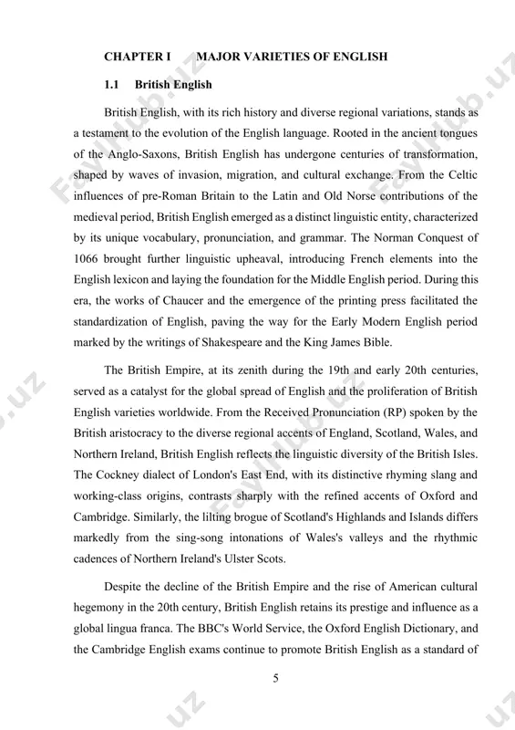 lands differs markedly from the sing-song intonations of wales's valleys and the rhythmic cadences of northern ireland's ulster scots. despite the decline of the british empire and the rise of american cultural hegemony in the 20th century, british english retains its prestige and influence as a global lingua franca. the bbc's world service, the oxford english dictionary, and the cambridge english exams continue to promote british english as a standard of linguistic excellence and cultural heritage. moreover, the enduring popularity of british literature, theater, and music ensures that british english remains a source of fascination and admiration for english learners worldwide. contemporary british english reflects the multiculturalism and diversity of modern britain, with an influx of loanwords from immigrant communities and the globalized lexicon of the internet age. the vibrant street slang of london's multicultural boroughs, the punjabi-inflected patois of birmingham's south asian diaspora, and the multilingual jargon of tech-savvy …