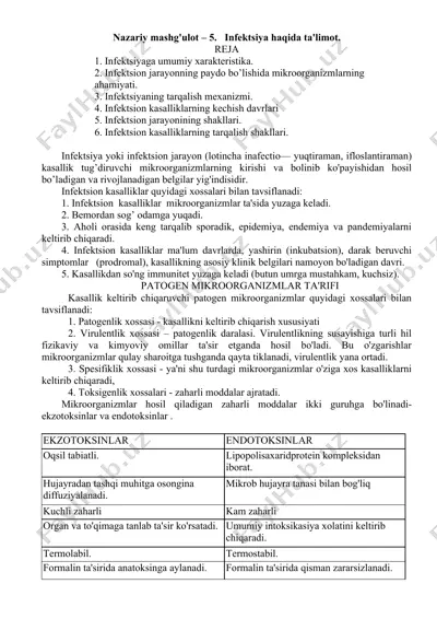 infektsiya haqida ta'limot — DOCX