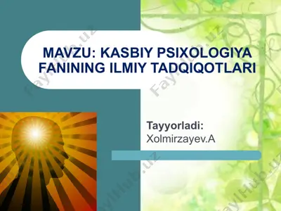 kasbiy psixologiyafaning ilmiy tadqiqotlari — PPT