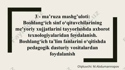 me’yoriy xujjatlarini ms word va excel dasturlarida tayyorlash — PPTX