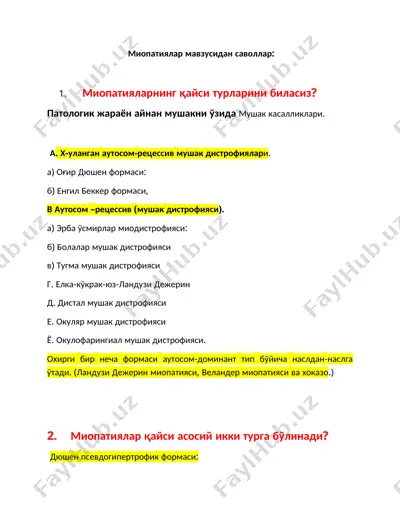 miopatiyalar — DOCX