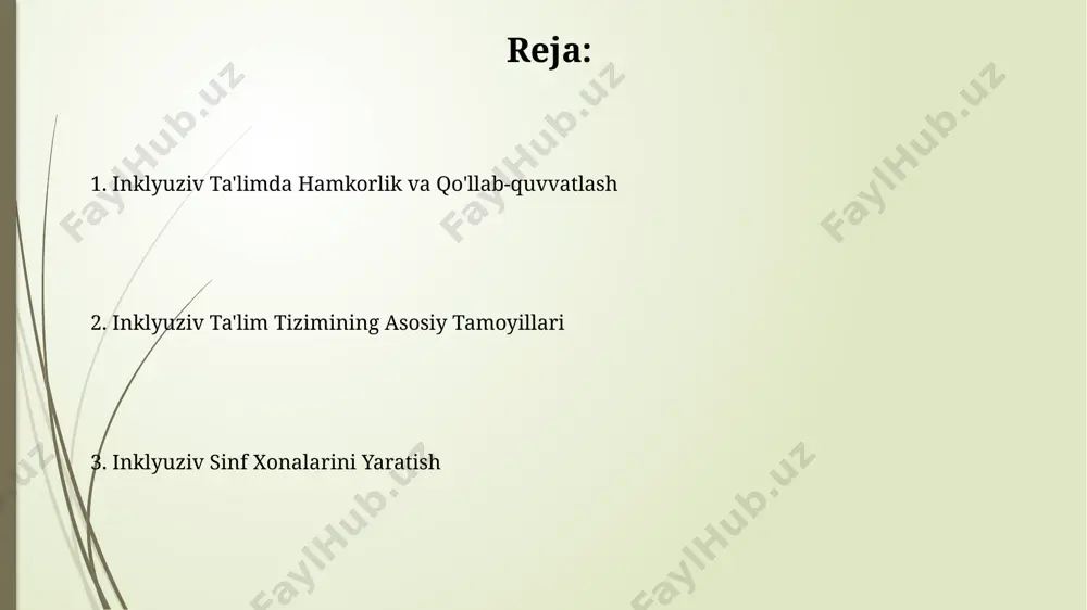 iga salbiy ta’sir ko‘rsatadigan muhim omil hisoblanib, statistik ma’lumotlarga ko‘ra, 40% o‘qituvchi maxsus tayyorgarlikdan o‘tmagan. o‘quv dasturlarining moslashuvchanligi pastligi va qo‘shimcha inklyuziv texnologiyalar etishmasligi o‘quv jarayonida kamida 30% nogiron bolalarning to‘liq ishtirokini cheklaydi. davlat siyosati va qonunchilik o’zbekiston respublikasining "ta’lim to’g’risida"gi qonuni (2017 yil) inklyuziv ta’lim tamoyillarini huquqiy jihatdan mustahkamlab, nogiron bolalar uchun qo’shimcha qo’llab-quvvatlash xizmatlarini ta’minlashni nazarda tutadi. kamida 10% nogiron bolalarni o’z ichiga olgan maktablarga moliyaviy va moddiy-texnik yordam ko’rsatish bo’yicha davlat dasturlari mavjud bo’lib, ularning samaradorligini oshirish uchun muntazam baholanadi. hamma uchun teng imkoniyatlar “hamma uchun teng imkoniyatlar”ning samaradorligini baholash uchun 3 bosqichli monitoring tizimi joriy etildi, bu esa 90% dan ortiq muvaffaqiyat darajasini ko'rsatdi va kelajakdagi rejalarni takomillashtirishga yordam beradi. dastur doirasida 5000 dan ortiq maktab inklyuziv ta’limga moslashtirildi, bu esa jismoniy va aqliy nogiron bolalar uchun o'qish muhitini yaxshilashga qaratilgan. inklyuziv pedagogika tamoyillari qo'llanilmoqda. farqlarni qadrlash va hurmat qilish farqlarni qadrlash, kamida 5 ta turli …