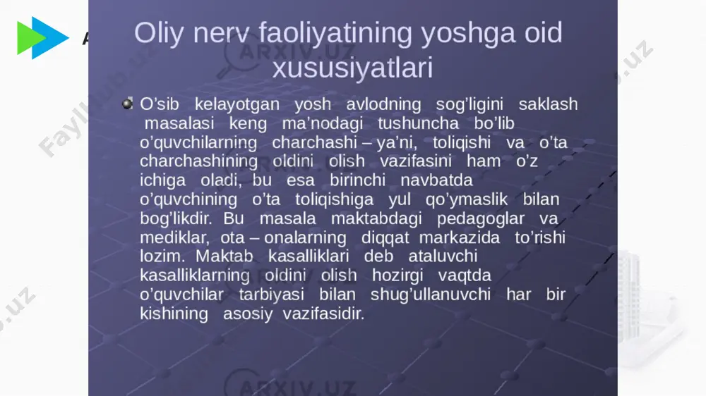 nerv sistemasining fiziologiyasi va yosh xususiyatlari - Page 4