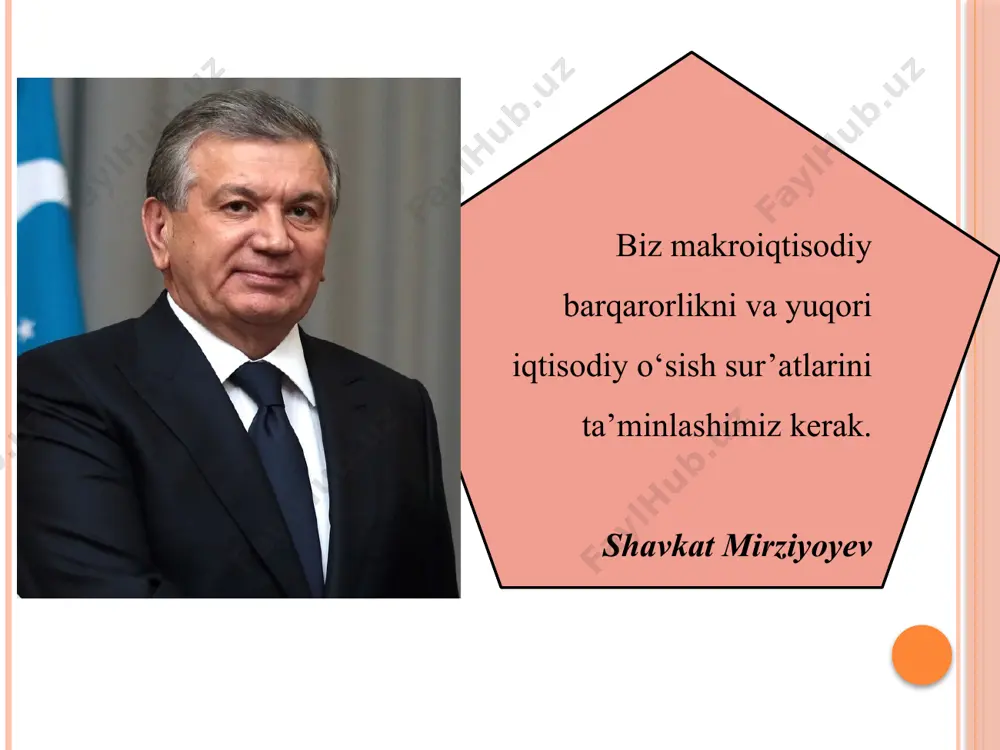 ) joriy moddiy xarajatlar chiqarib tashlangandan qolgan qismidir. mamlakat iqtisodiyotining natijalari turli xil ko‘rsatkichlar yordamida o‘lchanadi. yalpi ichki mahsulot (yaim) — mamlakat hududida bir yil mobaynida ishlab chiqarilgan, pirovard ko‘rinishdagi tovar va xizmatlarning bozor narxlaridagi umumiy qiymatidir. yalpi ichki mahsulot - bu mamlakat rivojlanganlik darajasini ifodalovchi eng asosiy ko‘rsatkichlardan biridir. yalpi ichki mahsulot ko‘rsatkichi har qanday mamlakat ichida har yili bir marotaba hisobot yilidan keyingi yilning boshida hisoblab chiqiladi. u iqtisodiyotning qay darajada o‘sayotganligini va rivojlanayotganligini ifodalovchi ko‘rsatkichdir. yaim hisoblanayotganda ishlab chiqarishning oraliq bosqichida yaratilgan xom ashyo, ehtiyot qismlar, urug‘lik, yonilg‘i, energiya, materiallar, transport xizmati, ulgurji savdo xizmati, tijorat va boshqa oraliq mahsulotlar va xizmatlar hisobga olinmaydi. yaimga pirovard ko‘rinishdagi iste’molga tayyor tovarlar qiymatigina qo‘shiladi. masalan, traktor g‘ildiragi traktor ishlab chiqarish jarayonida ishlatilib, traktor tarkibiy qismiga aylansa, yaim ga kiritilmaydi, chunki u pirovard mahsulot bo‘lmay qoladi. traktor esa yaim ga kiritiladi, chunki u pirovard mahsulot hisoblanadi. agar g‘ildirak yaim ga …