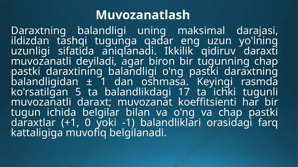 3-ma’ruza “tartiblangan va muvozanatlashgan daraxtlar (avl-daraxt)” - Page 4