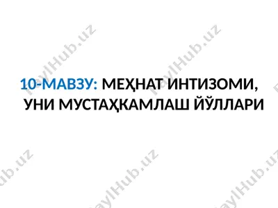 мехнат интизоми, уни мустаҳкамлаш йўллари — PPTX