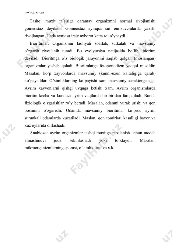organizmlarning rivojlanishi. tiriklikni eng muxim xususiyati. (embrional va postembrional). i - Page 4