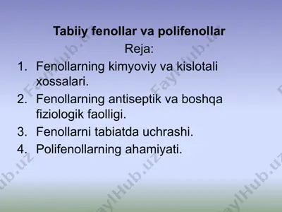 tabiiy fenollar va polifenollar — PPTX