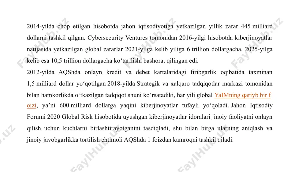 a shaxsiy maʼlumotlar yoki pul maʼlumotlarining yoʻqolishiga olib keladi. kiberjinoyatdan asosiy maqsad nima? ushbu jinoyatlar tanlangan jinoyatchilar guruhi tomonidan sodir etiladi.kompyuterni vosita sifatida ishlatgan jinoyatlardan farqli o’laroq, bu jinoyatlar aybdorlarning texnik bilimlarini talab qiladi.texnologiyalar rivojlanib borgani sari jinoyat tarkibi ham o’zgaribboradi.ushbu jinoyatlar nisbatan yangi bo’lib, ular kompyuterlar mavjud bo’lgan vaqtgacha mavjud bo’lib, bu jamiyat va umuman olganda, dunyo ushbu jinoyatlar bilan kurashishga qanday tayyor emasligini tushuntiradi. internetda har iuni sodir etiladigan ushbu turdagi ko’plab jinoyatlar mavjud . bu kamdan-kam hollarda yolg’izlar tomonidan amalga oshiriladi, buning o’rniga u katta sindikat guruhlarini o’z ichiga oladi. maʼmuriyat yoki ishdagi hamkasblar bilan shaxsiy dushmanlik munosabatlari asosida qasos olish; shaxsiy yoki siyosiy maqsadlar uchun mamlakat pul tizimini buzish; mamlakatdagi vaziyatni, hududiy maʼmuriy tuzulishni beqarorlashtirish yoki siyosiy maqsadlar uchun tartibga solish; talonchilik, raqibni yo‘q qilish yoki siyosiy maqsadlar uchun muassasa, korxona yoki tizim ishini tartibga solmaslik; boshqa jinoyatlarni yashirish uchun; tadqiqot masalalarida; shaxsiy intelektual qobiliyat yoki …