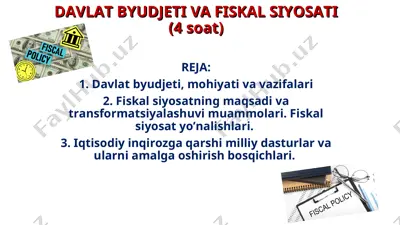 davlat byudjeti va fiskal siyosati — PPT