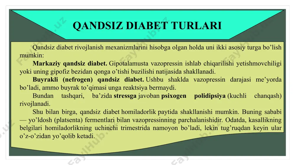 qandsiz diabet — sabablari, turlari, alomatlari, tashxislash va davolash - Page 5