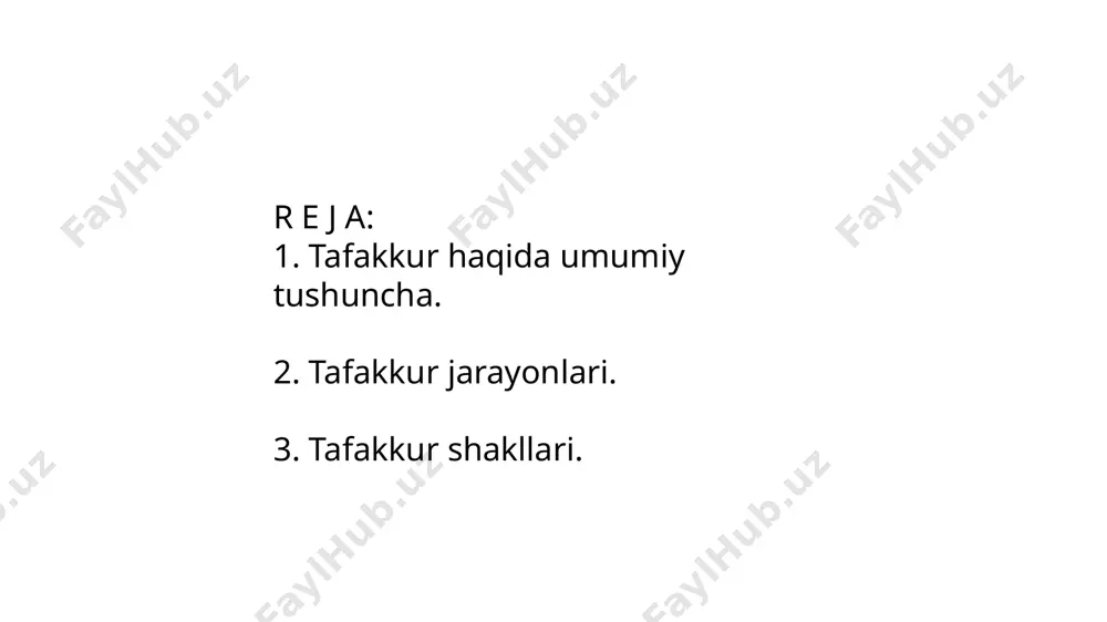 qiluvchi kishining tafakkur obektini anglashi (bilish) tafakkur jarayonining xarakterli xususiyatidir. odam ozi idrok qilayotgan, tasavvur qilayotgan narsalar togrisida fikr qiladi. shuning uchun tushunchalar, narsalarning butun bir sinfi (turkumi) togrisida fikr qiladi. ijtimoiy hayotda, taʼlim jarayoni va ishlab chiqarish.da odamlar oʻrtasidagi aloqa va munosabatlar ham tafakkur yordamida namoyon boʻladi. jamoada tanqidiy qarash, oʻzini oʻzi tanqid, baholash, tekshirish, oʻzini oʻzi tekshirish, nazorat qilish, oʻzini oʻzi nazorat qilish, guruhiy mulohaza yuritishdan iborat tafakkur sifatlari vujudga keladi. insonning inson tomonidan idrok kilinishi ham tafakkur bilan uzviy aloqadadir. ijodiy ishlar, kashfiyotlar, ixtirolar, takliflar tafakkurning mahsuli hisoblanadi. psixologiya tafakkurning filogenetik (insoniyat paydo boʻlishi davri), ontogenetik (kishi umri davomida) bilishga oid tarixiy jihatlarini ham oʻrganadi. hozirgi zamon fanining juda koʻp murakkab masalalari tafakkurdagi mantiqiy jarayonlarni yanada chuqurroq oʻrganishni taqozo etmoqda. pavlov ikkinchi signal tizimining ishi hamisha birinchi signal tizimi bilan ozaro otkazish jarayonida hozir boladi, deb takidlagan. ikkinchi signal tizimi asosida, birinchi signal bilan ozaro tasir qilish …