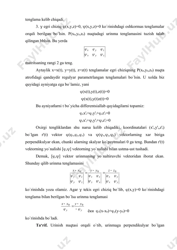 ik fazo tushuncha va elementlari murakkab, xususan iqtisodiy jarayonlarni matematik tekshirish imkonini be-radi. n o`lchovli haqiqiy arifmetik fazo deb, mumkin bo`lgan barcha n ta haqiqiy sonlarning tartiblangan tizimlari to`plamiga aytiladi va rn yozuv bilan belgilanadi. har bir alohida olingan x = (x1, x2, …, xn) tizim rn fazo arifmetik vektori yoki nuqtasi deyiladi. x1, x2, …, xn haqiqiy sonlarga x vektor yoki nuqtaning mos koordinatalari yoki komponentlari deyiladi. tizim koordinatalari soni n esa x arifmetik vektor yoki nuqta o`lchovi deyiladi. x = (x1, x2, …, xn) vektorning qarama-qarshi vektori deb -x = (-x1, - - x2, …, -xn) vektorga aytiladi. n ta nollardan iborat (0, 0, …, 0) tizimga n o`lchovli nol vektor deyiladi va θ harfi bilan belgilanadi. ikki n o`lchovli x = (x1, x2, …, xn) va y = (y1, y2, …, yn) arifmetik vektorlar berilgan bo`lsin. xi = yi (i = {1,2, … , n}) munosabatlar o`rinli, …