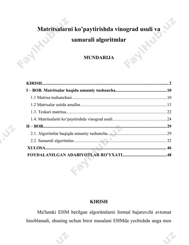 gan dastur matnining ko'rinish sifatini keskiri oshiradi; — ishlatilishi mumkin bo'lgan amallar majmui mashina amallari majmuiga bog'liq emas; — bajariladigan amallar odam uchun qulay ko'rinishda, ya'ni amalda qabul qilingan matematik belgilashlarda beriladi; — amallar operandlari uchun dasturchi tomonidan beriladigan shaxsiy ismlar qo'yish mumkinligi; — mashina uchun ko'zda tutilgan ma'lumot tiplaridan tashqari yangi tiplar kiritish imkoniyati yaratilganligi. shunday qilib, ma'lum ma'noda aytish mumkinki, al­goritmik tillar mashina tiliga bog'liq emas. yuqorida aytilganlardan kelib chiqqan holda ma'lum bo'ldiki, algoritmik tilda yozilgan masala yechimining algoritmi to'g'ridan-to'g'ri ehmda bajarilishi mumkin emas ekan. buning uchun esa, algoritm oldindan ishlatilayot-gan ehmning mashina tiliga translyator (kompilyator yoki interpretator) yordamida o'girilishi lozim. translyator — mashina tilida yozilgan maxsus dastur bo'lib, uning asosiy maqsadi algoritmik tillarda yozilgan dastur matnini ehm tiliga tarjima qilishdan iboratdir. amalda dasturlashda foydalanilayotgan algoritmik til­lar o'z ma'nosiga ko'ra algoritmni so'zli-formulali yozish uslubiga o'xshab ketadi, ya'ni ma'lum bir qism ko'rsatmalar oddiy matematik formulalar, boshqa qismlar esa so'zlar …