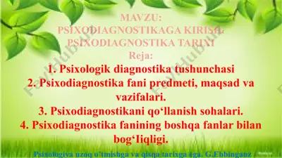 psixodiagnostika tarixi — PPTX