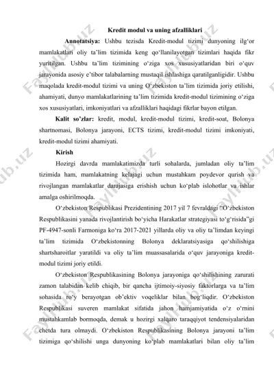 kredit modul va uning afzalliklari — DOC